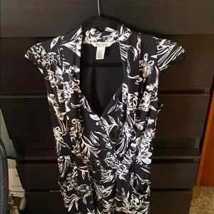 WHBM Black Floral Romper, 8, Pockets